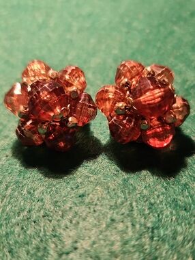 Vintage Crystal Cluster Stud Earrings - Light Blue